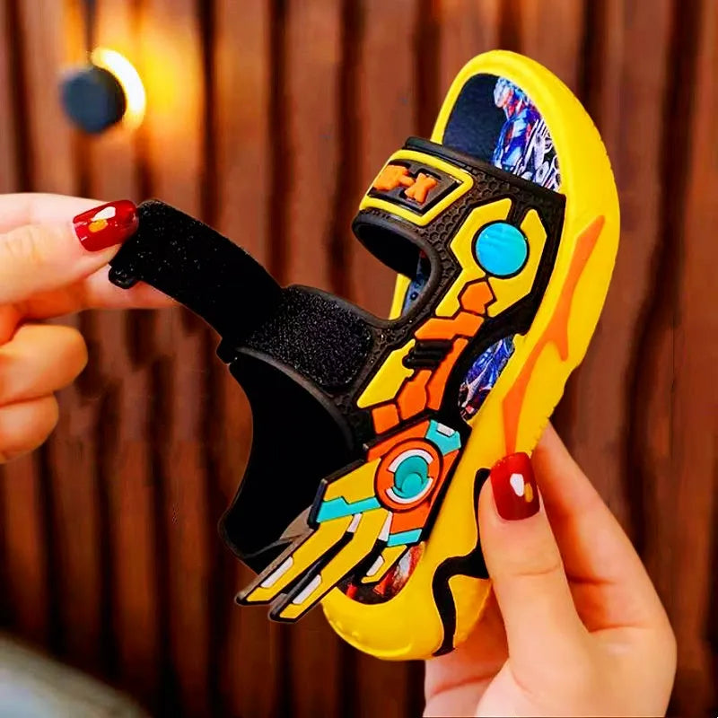 Upgraded Boys Sandals Soft Sole Anti Slip Sandal Cartoon Outwear Small and Medium Sized Children Beach Sandals