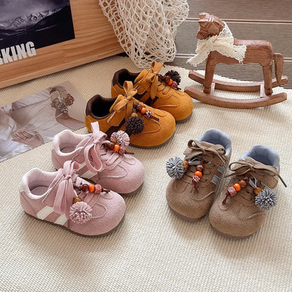 Girls Casual Sneakers Autumn New Toddler Flat Shoes Flower Children Retro Classic Fashion Non-slip Kids Running Sport Shoes