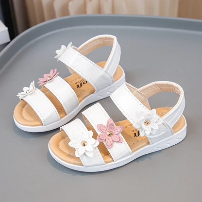 Children's Summer Sandals Sweet Chic Floral Sandals for Pretty Girls Fashion Princess Versatile Kids Wedding Party Flat Sandals