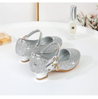 Girl High Heels Princess Shoes Halloween Cosplay Kids Shiny Party Dress Up Leather Shoe for School Uniform Wedding