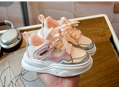 Students Sneakers Soft Sole Girls Running Shoes Mesh Breathable New Fashion Toddle Children Sports Shoes Non-slip Trendy