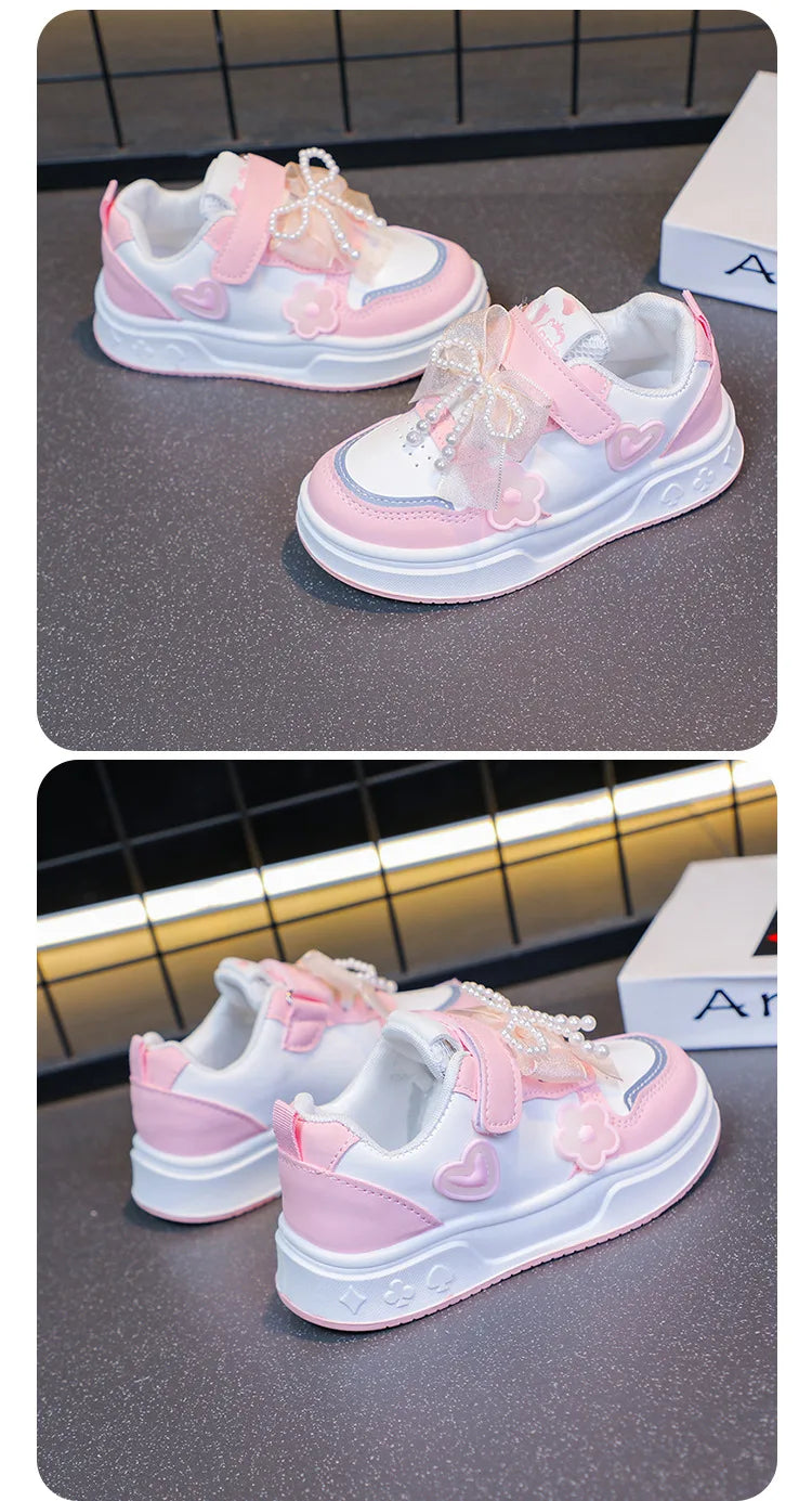 Girls Athletic Shoes Lightweight Princess Casual Sneakers Non Slip Soft Sole Toddler Kids School Tennis Fashion Shoes for Girls