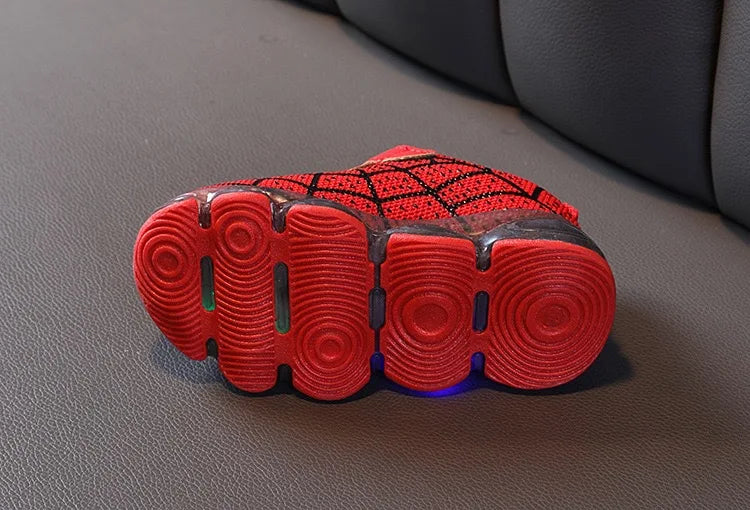 New Boys Breathable Lighted Sneakers Spiiderman Children's  Luminous Shoes Student Teenager Sport Shoes Kids Casual Shoes