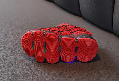 New Boys Breathable Lighted Sneakers Spiiderman Children's  Luminous Shoes Student Teenager Sport Shoes Kids Casual Shoes