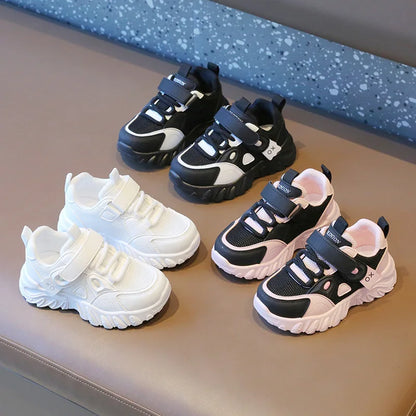 2025 New Spring Autumn Boys White Shoes Girls Breathable Mesh Casual Soft Sole Sneakers Kids Running Shoes Children Sports Shoes