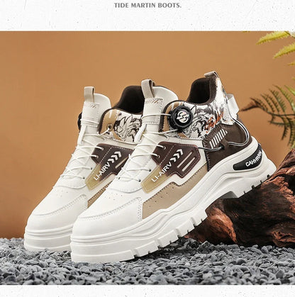 Men's Casual Outdoor Boots Fall Breathable Trendy Versatile Leisure Knob Board Shoes Anti-slip Riding Fashion Sneakers  (Available)