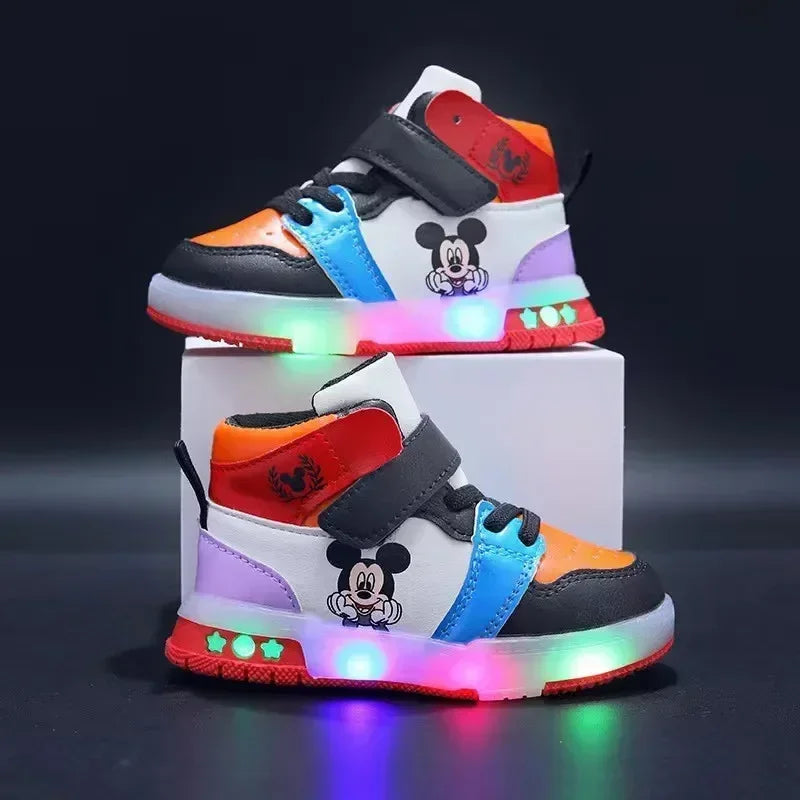 Cute Minnie Mickey Cartoon Led Lighted Shoes for Boys Girls Luminous Shoes Toddler Flash Lights