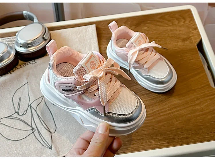 Students Sneakers Soft Sole Girls Running Shoes Mesh Breathable New Fashion Toddle Children Sports Shoes Non-slip Trendy