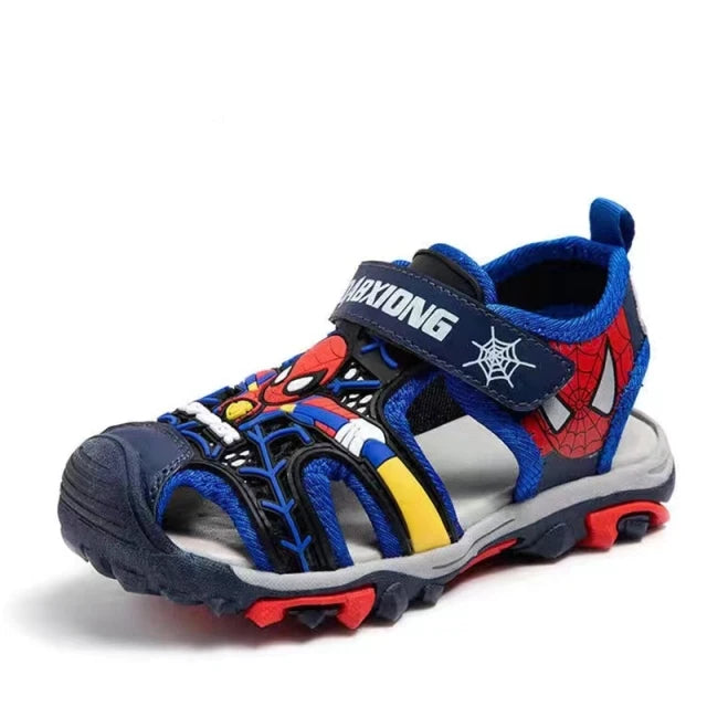 New Summer Kids Boys Sandals Closed Toe Cartoon Spiderman Shoes Orthopedic Sport Pu Leather Soft Baby Girls Beach Shoes Children