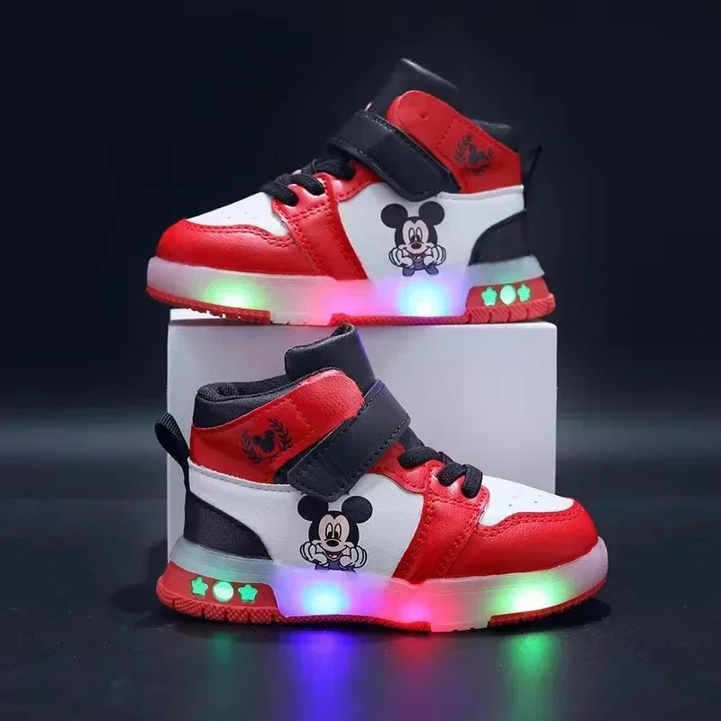 Cute Minnie Mickey Cartoon Led Lighted Shoes for Boys Girls Luminous Shoes Toddler Flash Lights