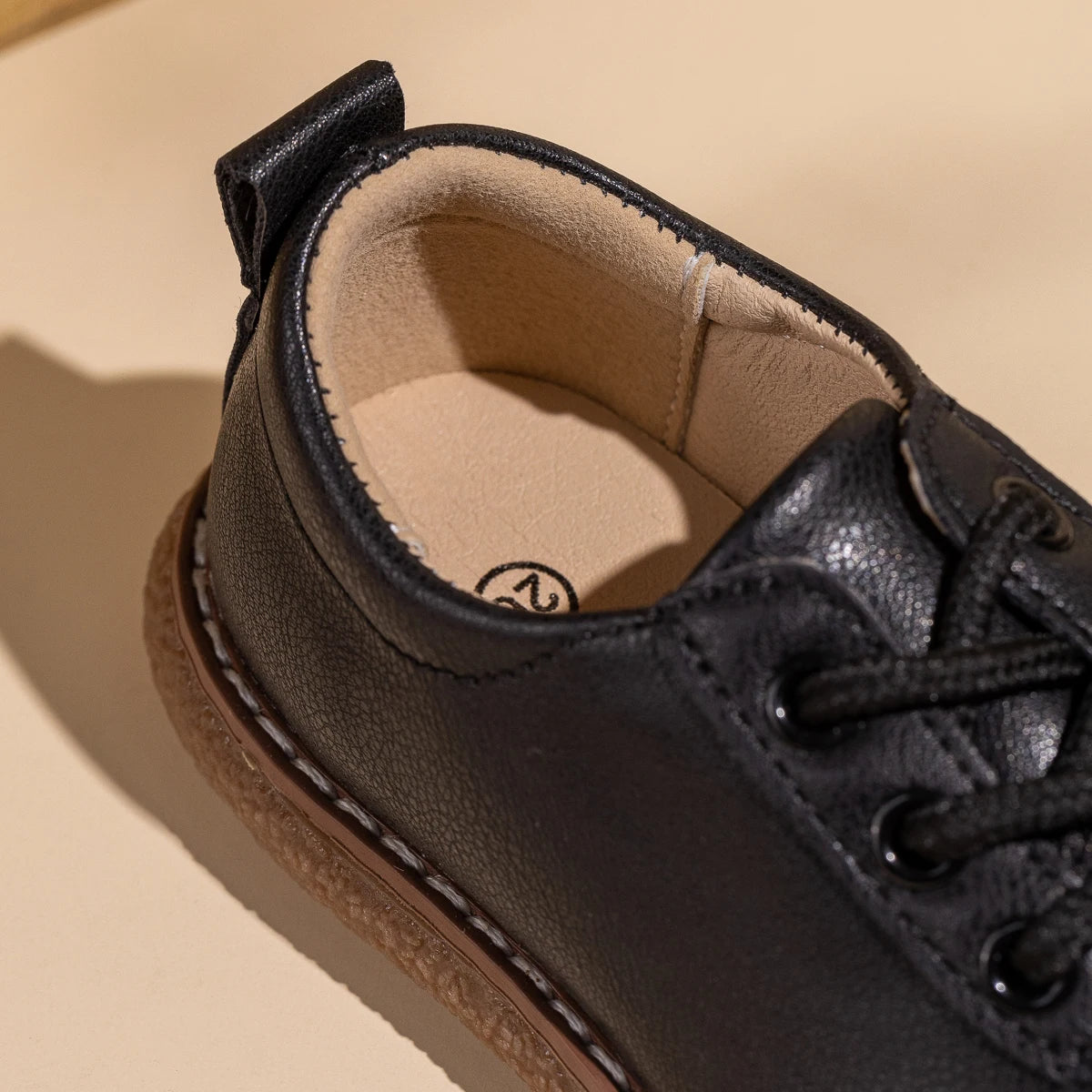 KIDSUN Children Retro Casual Leather Shoes Comfortable Breathable Rubber Soft Anti-Slip Flat Sole Lace Up Solid Color Flats Shoe