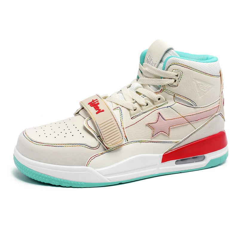Mens Casual Sneakers High-tops Sneakers Trendy Boys Basketball Sports Tennis Shoes Outdoor Off-road Shoes Couple Sneakers
