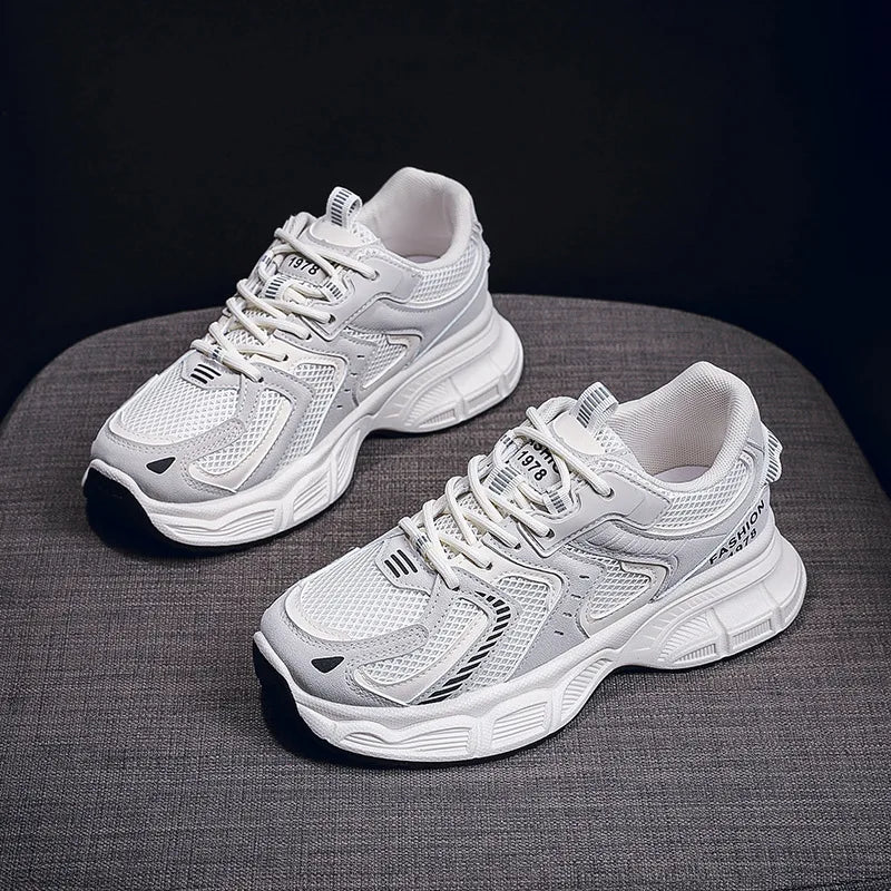 Women's Fashion Chunky Sneakers 2026 Spring Autumn New Platform Height Increase Shoes Comfortable Breathable Casual Sport Shoes