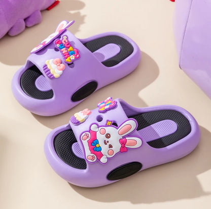 Cute Bunny Children's Home Slippers Girls' Summer Footwear Beach Sandals For Kids Thick Sole Soft Non-slip Home Bathroom Shoes