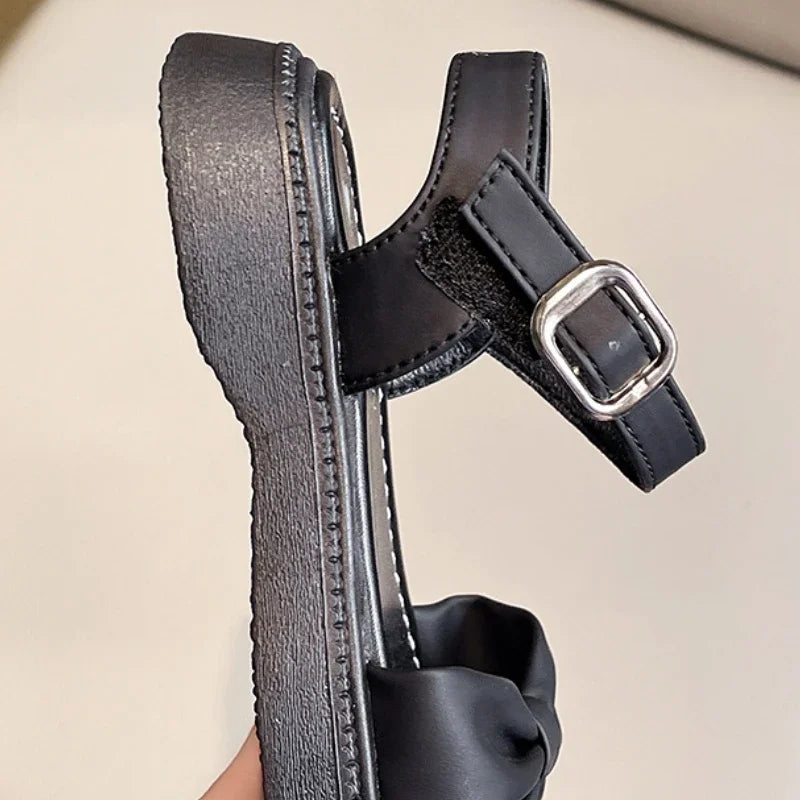 Girls Summer Beach Sandals 2025 New Solid Color Kids Causal Sandals Fashion Sweet Bow School Versatile Children Princess Shoes