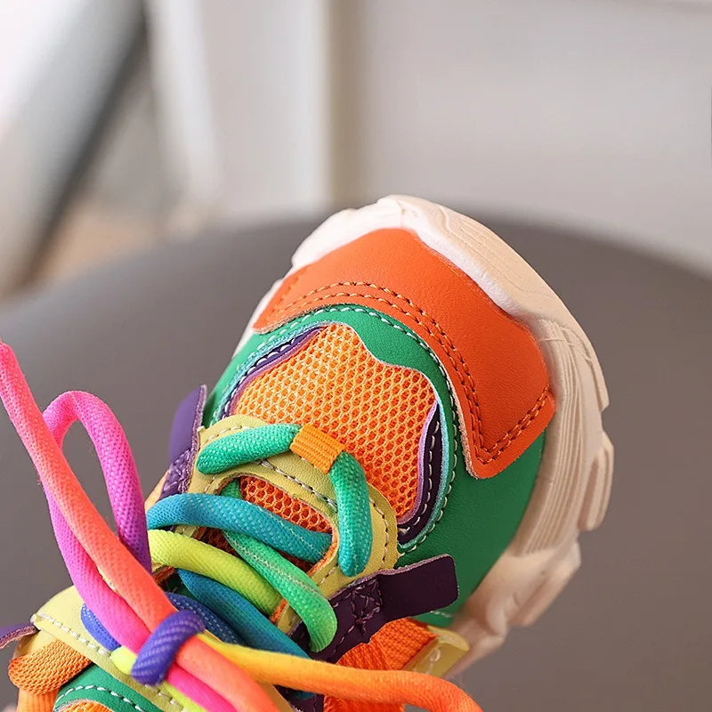 Girls & Boys Casual Sneakers Soft Sole Sports Shoes For Child Autumn colorful