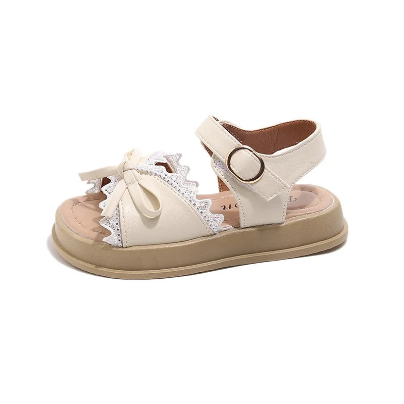 Girls Sandals Sweet Bow Toddler Kids Princess Beach Shoes Soft Sole Summer New Children Casual Shoes Breathable Non-slip