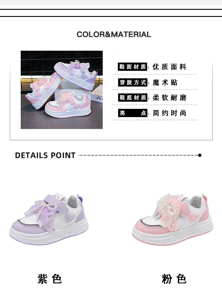 Girls Athletic Shoes Lightweight Princess Casual Sneakers Non Slip Soft Sole Toddler Kids School Tennis Fashion Shoes for Girls