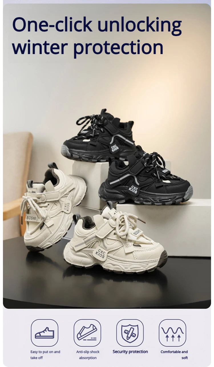 Boys Casual Shoes Non Slip Children Fashion School Walking Running Shoes Sport Kids Leather Sneakers Four Season Size 27-37