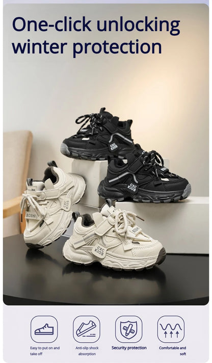Boys Casual Shoes Non Slip Children Fashion School Walking Running Shoes Sport Kids Leather Sneakers Four Season Size 27-37