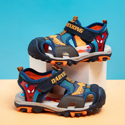 New Summer Kids Boys Sandals Closed Toe Cartoon Spiderman Shoes Orthopedic Sport Pu Leather Soft Baby Girls Beach Shoes Children