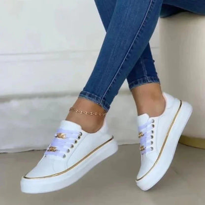 Women's Sneakers New Fashion Womens Shoes Comfortable Round Toe Platform Sneakers Lace-up Walking Vulcanized Shoes Zapatos