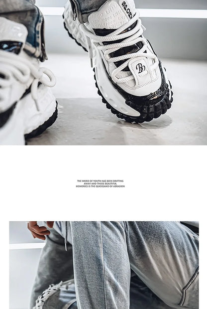 New Thick Soled Height Increasing Men's Casual Shoes 2025 Spring Color Blocked Comfortable Fashion Trend Low Cut Chunky sneakers (Available)