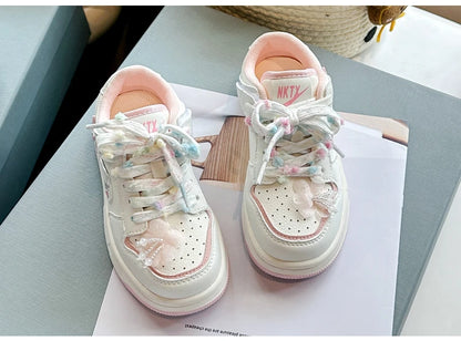 Girls' white sneakers autumn New leather breathable casual shoes, girls' soft-soled sports shoes and running shoes