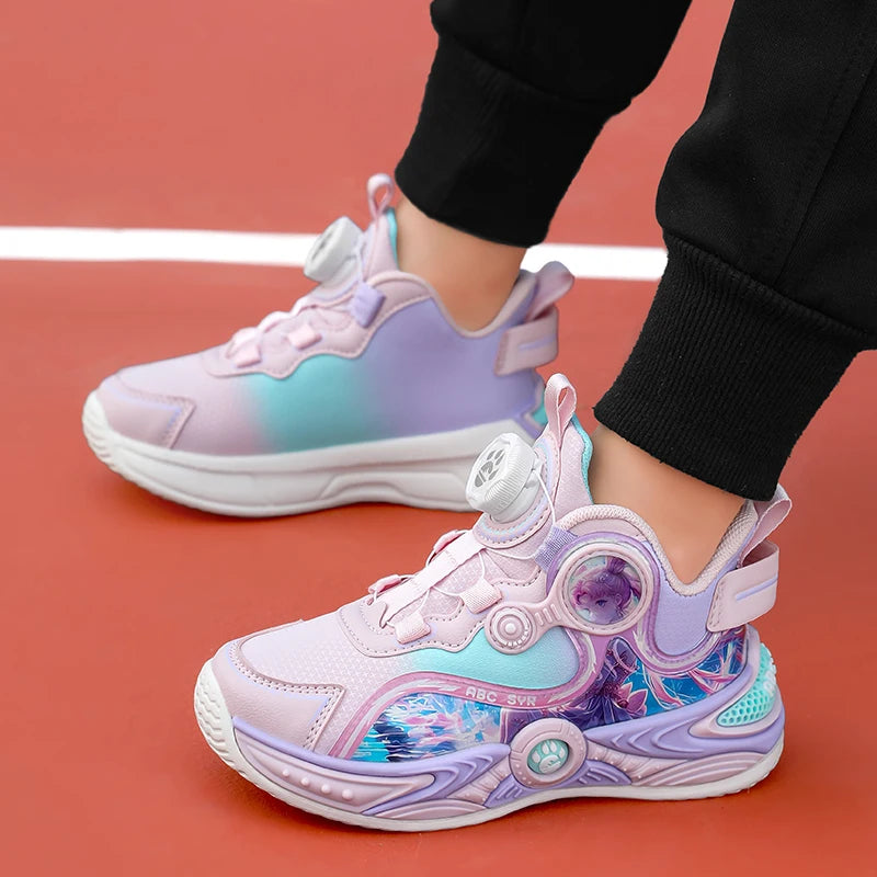 Childrens Basketball Shoes Fashion Girls Training Non Slip Sole Cushioned Sneakers Snug Soft Running Shoes for Kid