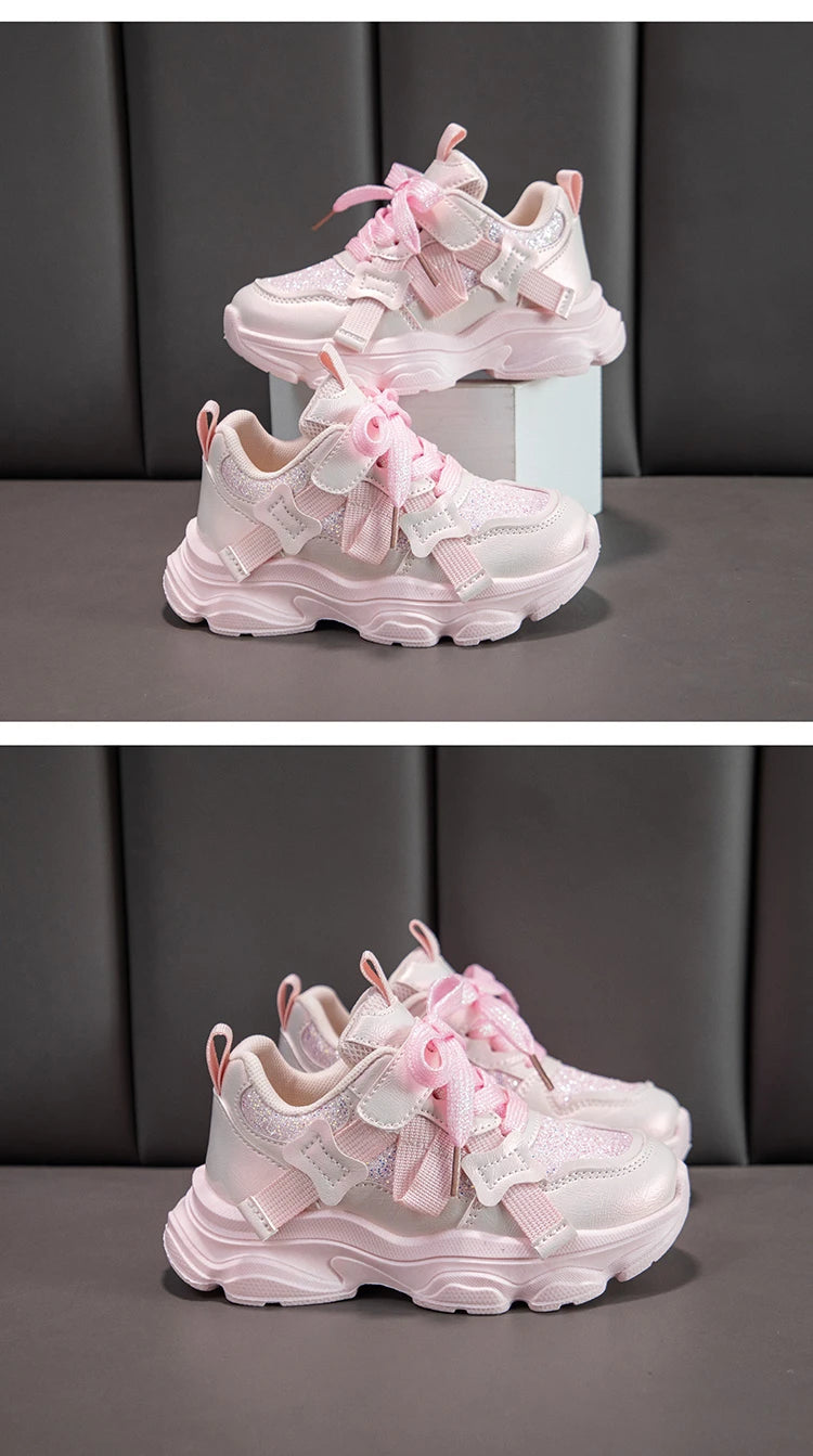 Fashion Versatile Sneakers for Girls 2026 New Autumn Toddler Running Shoes Soft Sole All-day Comfort Kids School Sports Sneakers