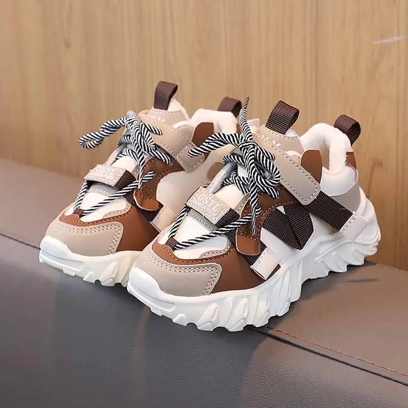 New Arrival Children Sneakers Pretty Silhouette Girl Running Shoes Pink Black Khaki Trendy Kids Shoes Boys Training Shoes