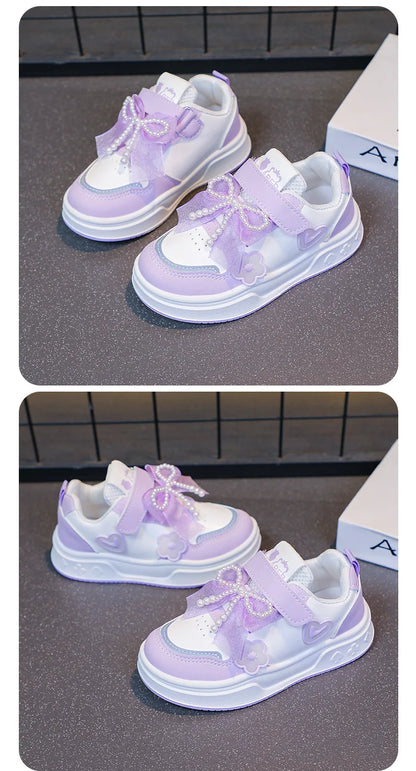 Girls Athletic Shoes Lightweight Princess Casual Sneakers Non Slip Soft Sole Toddler Kids School Tennis Fashion Shoes for Girls