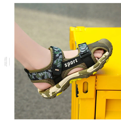 New Summer Beach Water Children Sandals Fashion Shoes Lightweight Non-slip Soft Bottom Shading Leather Boys Comfortable