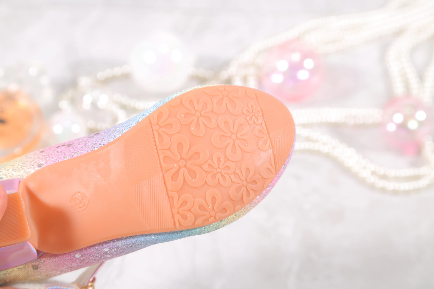 YUNICUS Girls High Heels Princess Shoes Students Children's Single Shoes Little Girl Performance Sequins Glitter Leather Shoes