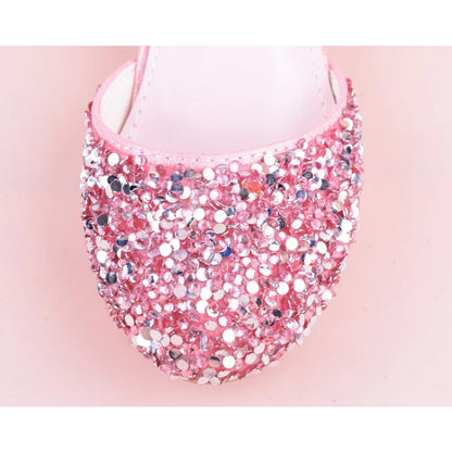 New Children Princess Beading Sandals Kids Flower Wedding Shoes High Heels Dress Shoes Party Shoes for Girls Pink Silver purple