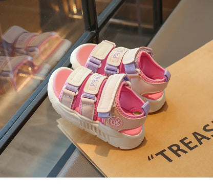Summer Anti-Slippery Little Kids Sandals for Girls Non-Slip Soft Sole Toddler Beach Shoes School Versatile Chic Casual Footwear