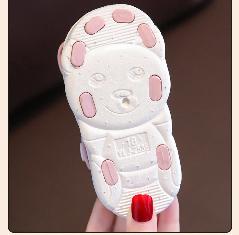 New Summer Cute Bow Rhinestone Baby Shoes For Girls Non-Slip Soft-Soled Children Toddler Kids Sandals With Covered Toes