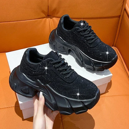 Shoes for Women New Shiny Rhinestone Women's Sneakers Shoes Autumn Korean Fashion Thick Sole Sports Shoes Zapatos De Mujer