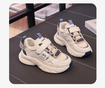 Boys Girls Sports Shoes Non-slip Trendy Students Sneakers Thick Soft Sole 2025 New Fashion Children Running Shoes Hook&loop