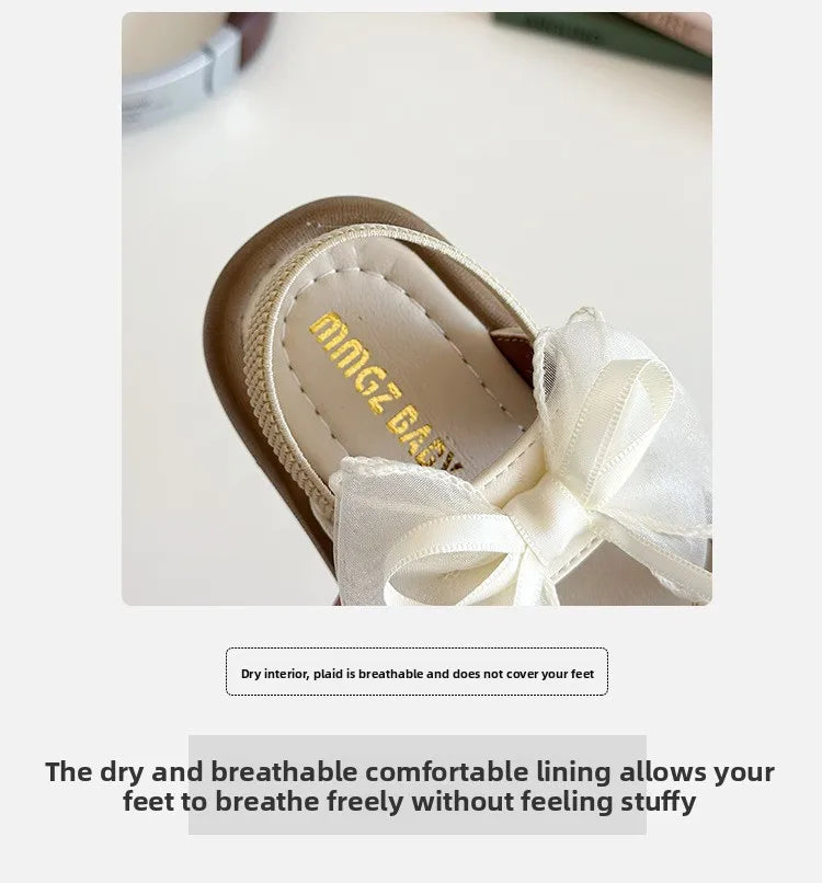 Summer Fashion Kids Platform Princess Shoes  Sandals Girls Rhinestone Straps Beach Shoes Soft Sole Ribbon Bow Versatile Sandals