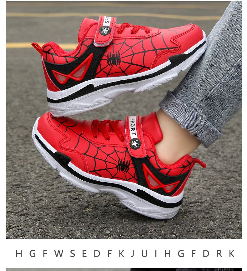 Kids Shoes Boys Sneakers Red PU Leather Children Sneakers New Fashion Casual Fashion Sports Outdoor Running Tennis Shoes for Boy
