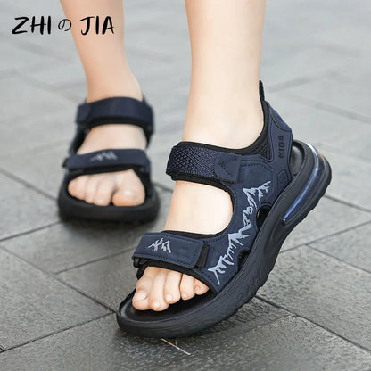 Summer New Children's Sports Sandals Boys Open Toe Air Cushion Sandals Water Beach Shoes Youth Lightweight Comfortable Slippers