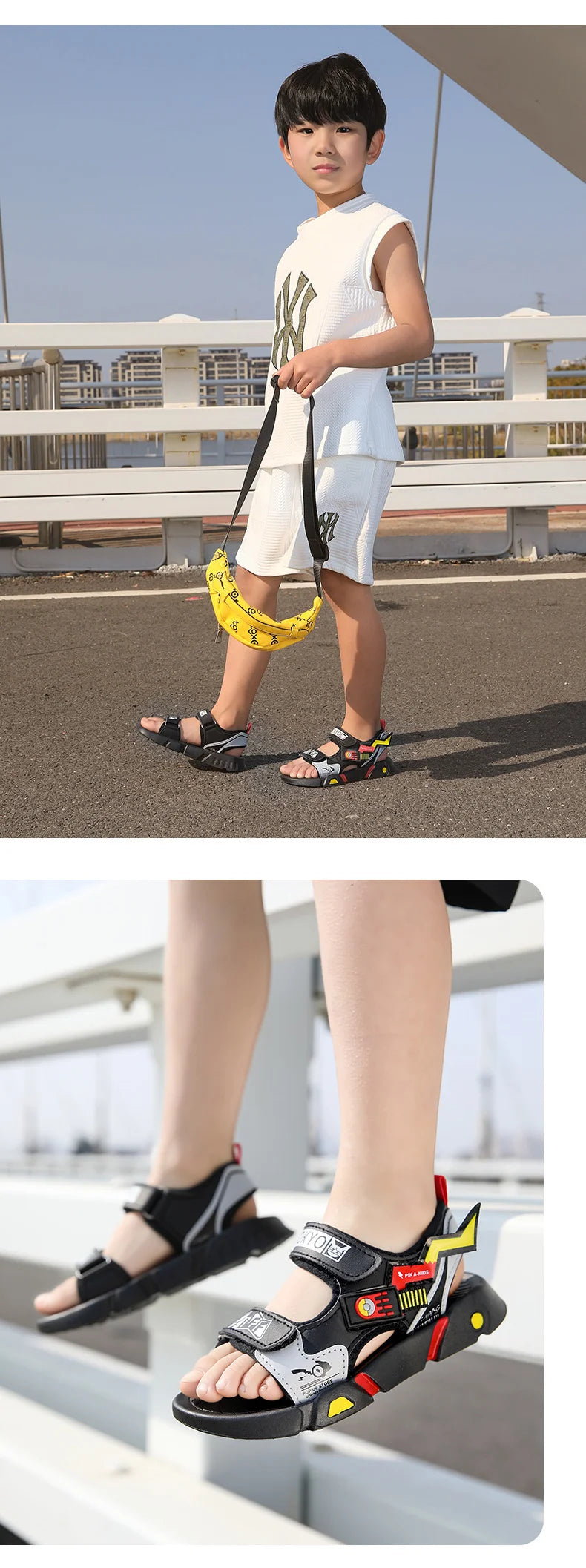Boys Sandals 1-12 Year Old Soft Sole Anti Slip Sandals Cartoon Outwear Small and Medium Sized Children Beach Sandals