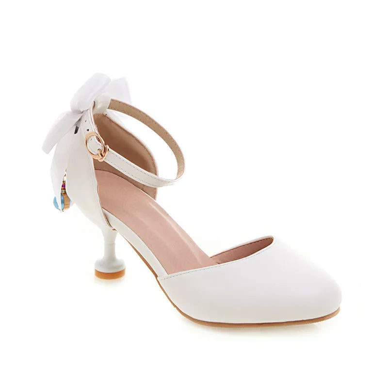 New Girls Leather Shoes Wedding Party Shoes Children Stiletto Heels Shoes High Heels Princess Sweet Sandals For Girls Size 28-39