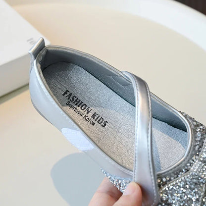 Children Princess Shoes Luxury Rhinestone Girls Bowknot Leather Shoes Spring Autumn Versatile Kids Fashion Causal Ballet Shoes