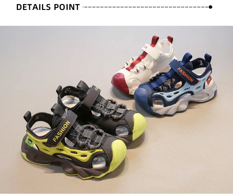 Children's Mesh Hollow Breathable Casual Sandals Boys' Fashion Sports Cool Shoes 2025 Summer Soft Soled Non Slip Beach Sneakers