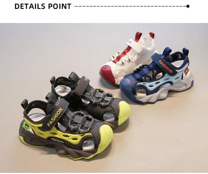 Children's Mesh Hollow Breathable Casual Sandals Boys' Fashion Sports Cool Shoes 2025 Summer Soft Soled Non Slip Beach Sneakers