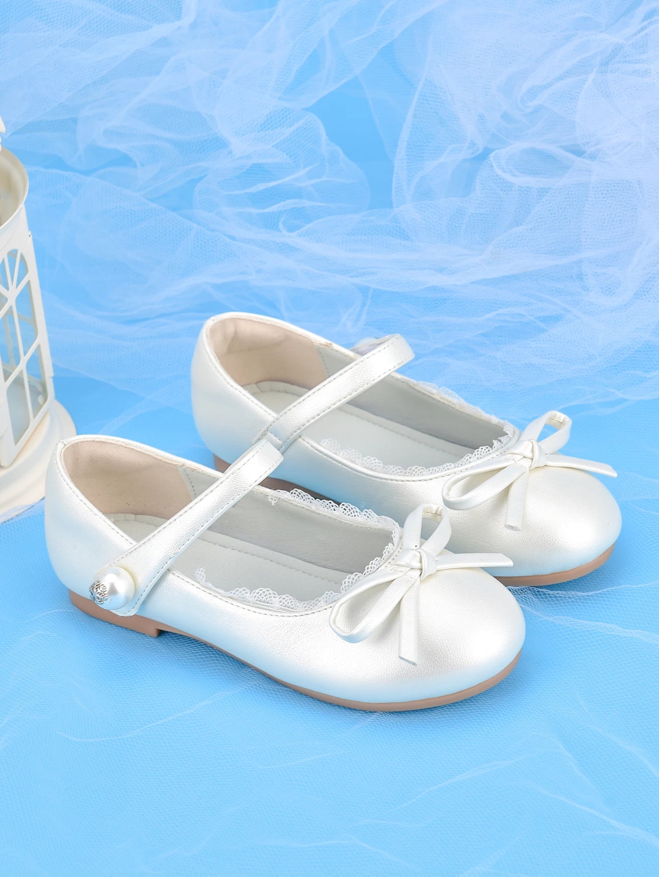 Girl's white princess shoes, suitable for children's performance dress with formal dress shoes, party flower girl wedding shoes