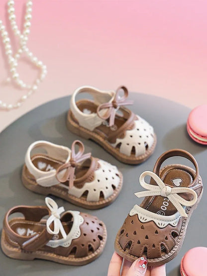 Baby sandals girls princess step shoes summer new baby shoes toe wrap kids cute