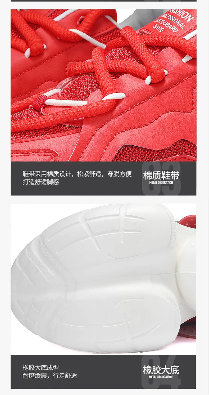 Men's Sneakers British Style Casual Platform Shoes For Men Sport Running Athletic Basketball Punk Red Sneakers Male 2025 Good